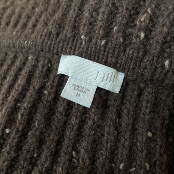J. Jill Medium M Brown Sweater Jacket Cozy Warm Safety Pin Closure - Picture 6 of 6